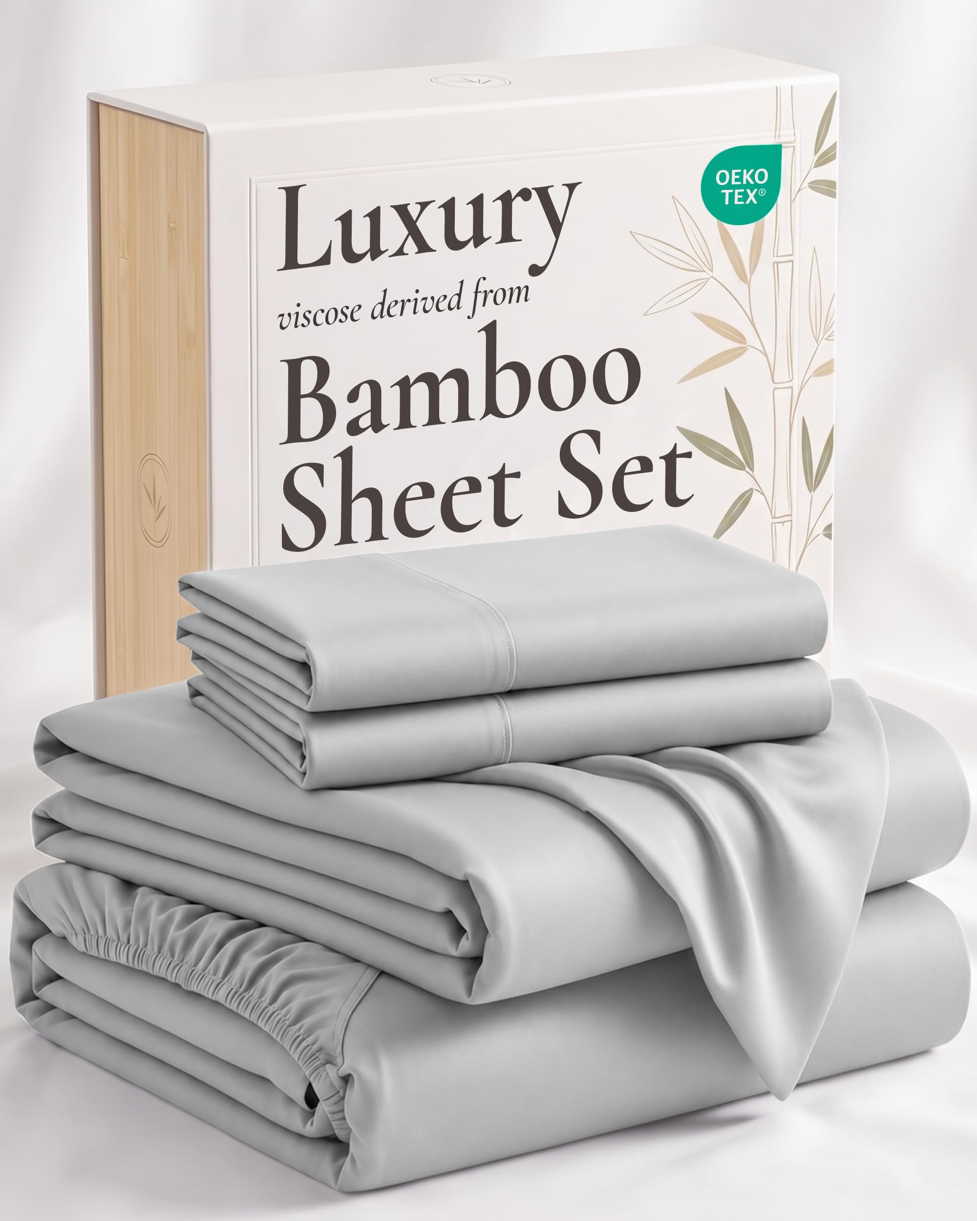 Hotel Sheets Direct king set front view showing gray sheets and neat styling for a polished bed
