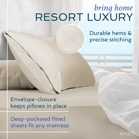 Hotel Sheets Direct two king pillowcases stacked, showing soft finish and coordinated look