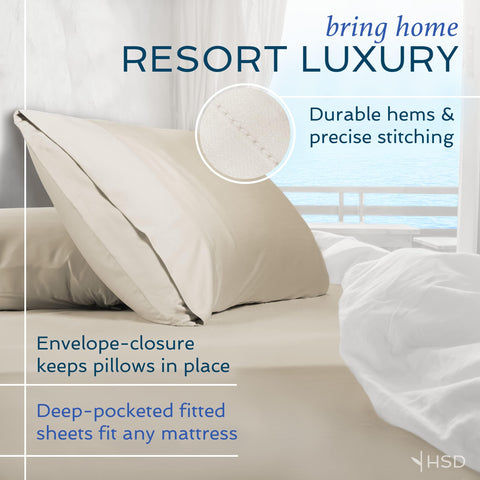 Hotel Sheets Direct two pillowcases front view demonstrating matching luxury and comfort