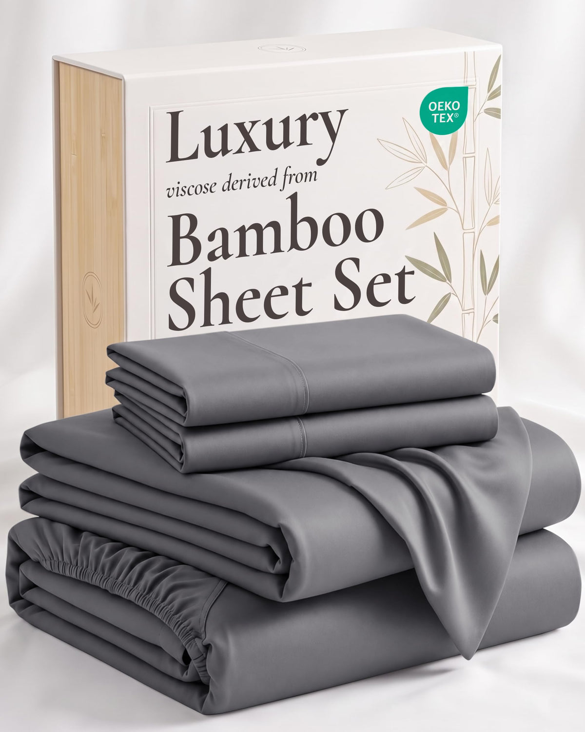 Hotel Sheets Direct front packaging showing queen set and color benefits