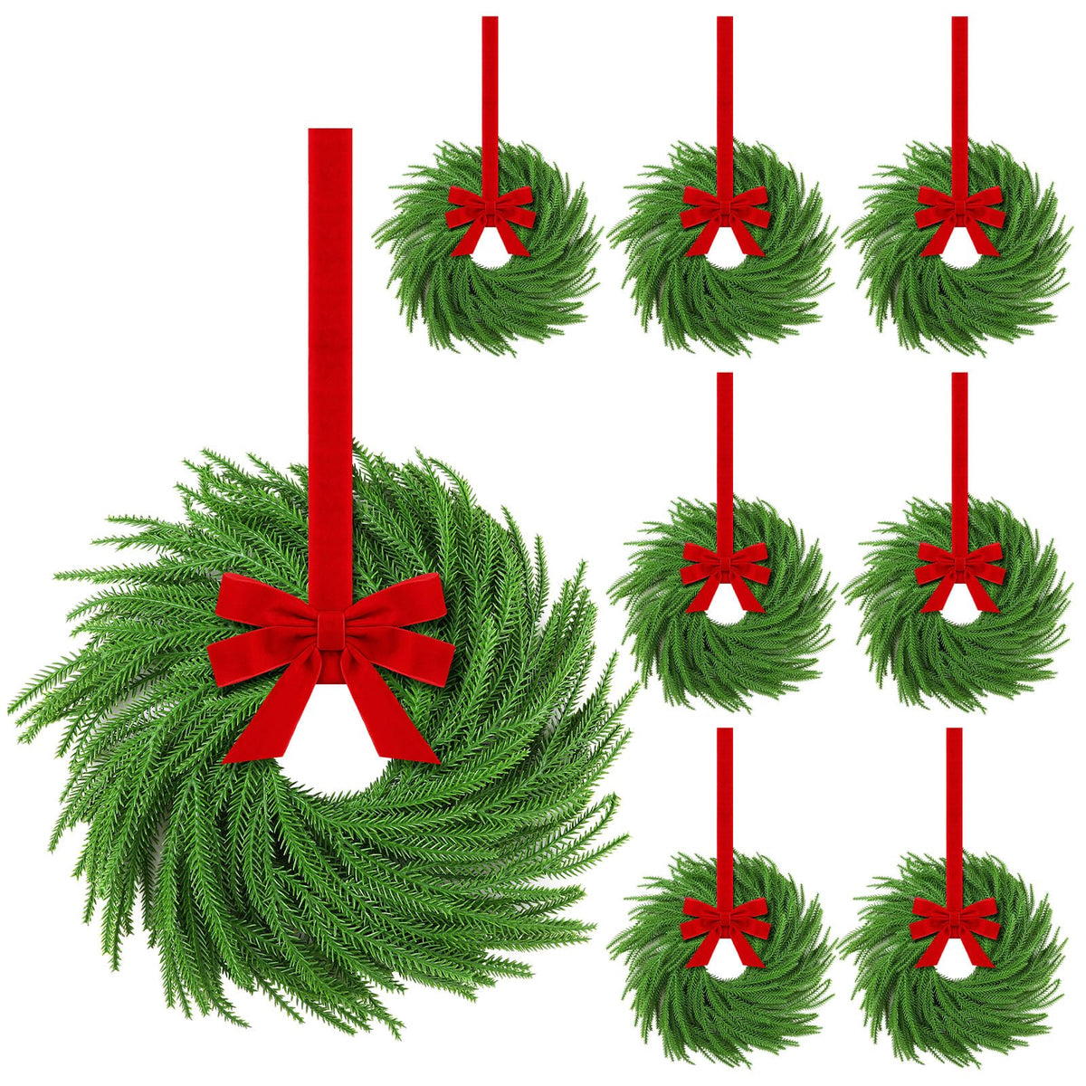 Hotop front view wreath on cabinet showing tidy holiday accent