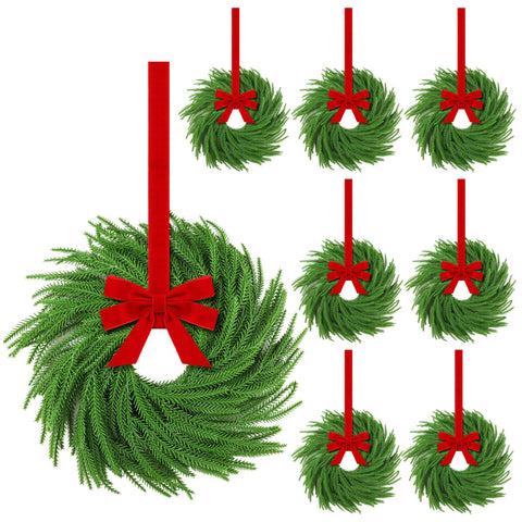 Hotop front view wreath on cabinet showing tidy holiday accent