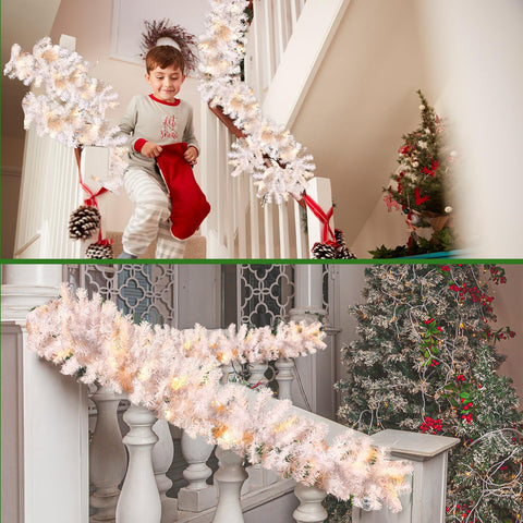 Hotop garland wrapped on banister illustrating secure fit and decorative versatility