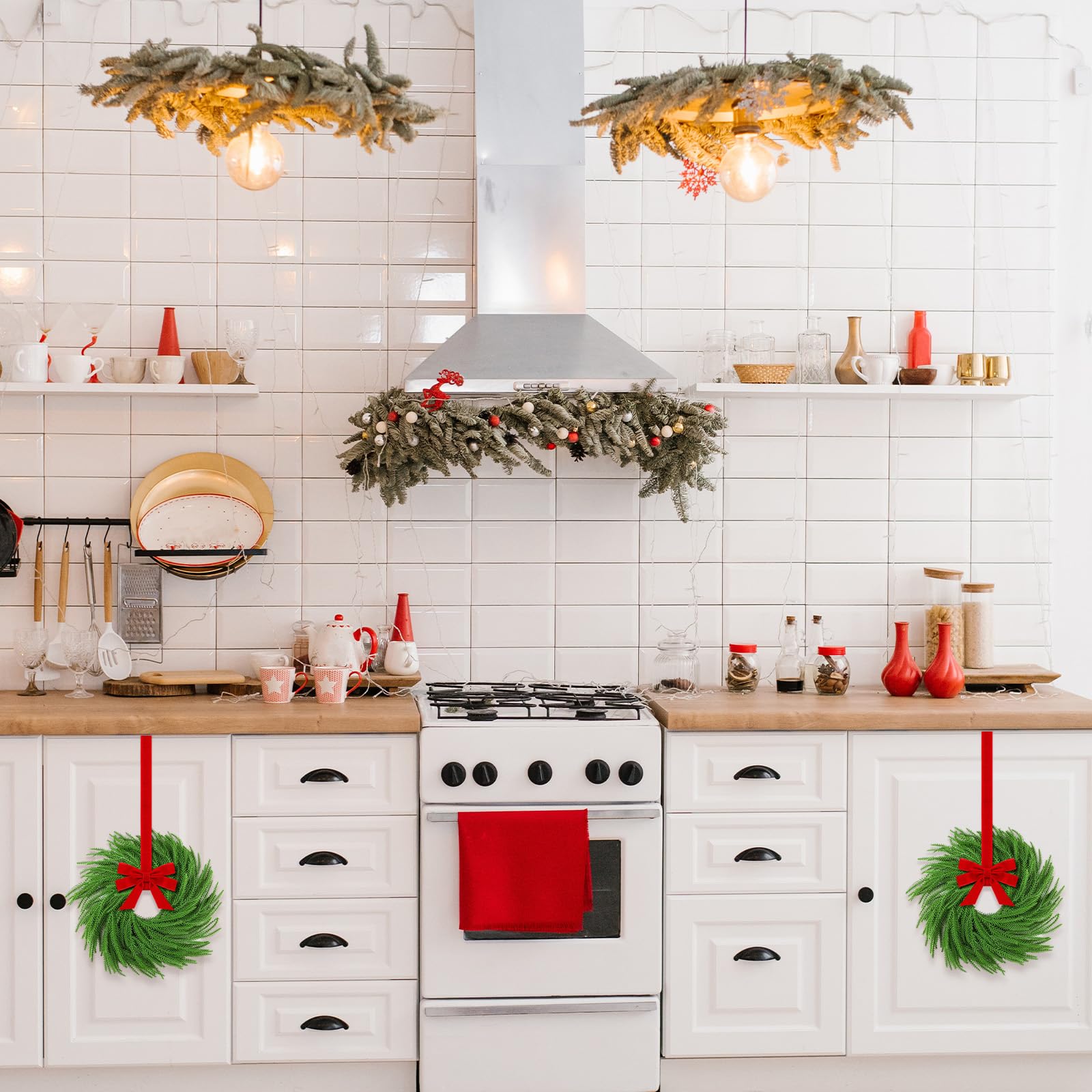 Hotop lifestyle doorway decor showing easy, festive installation