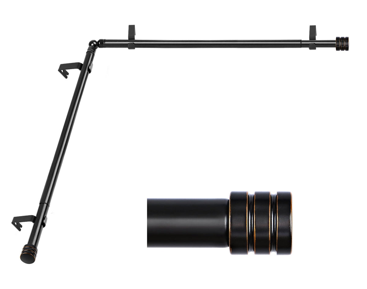HOTOZON corner rod front assembled showing clean black finish and stable design benefit