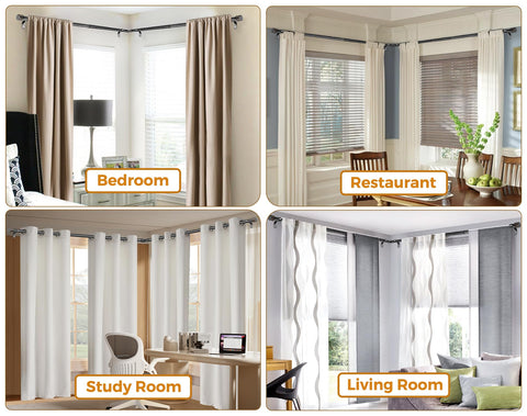 HOTOZON telescoping rod extended demonstrating adjustable length for different windows benefit