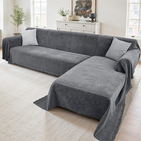 Houmiggle front view of XL dark gray sectional cover shows full coverage and neat look