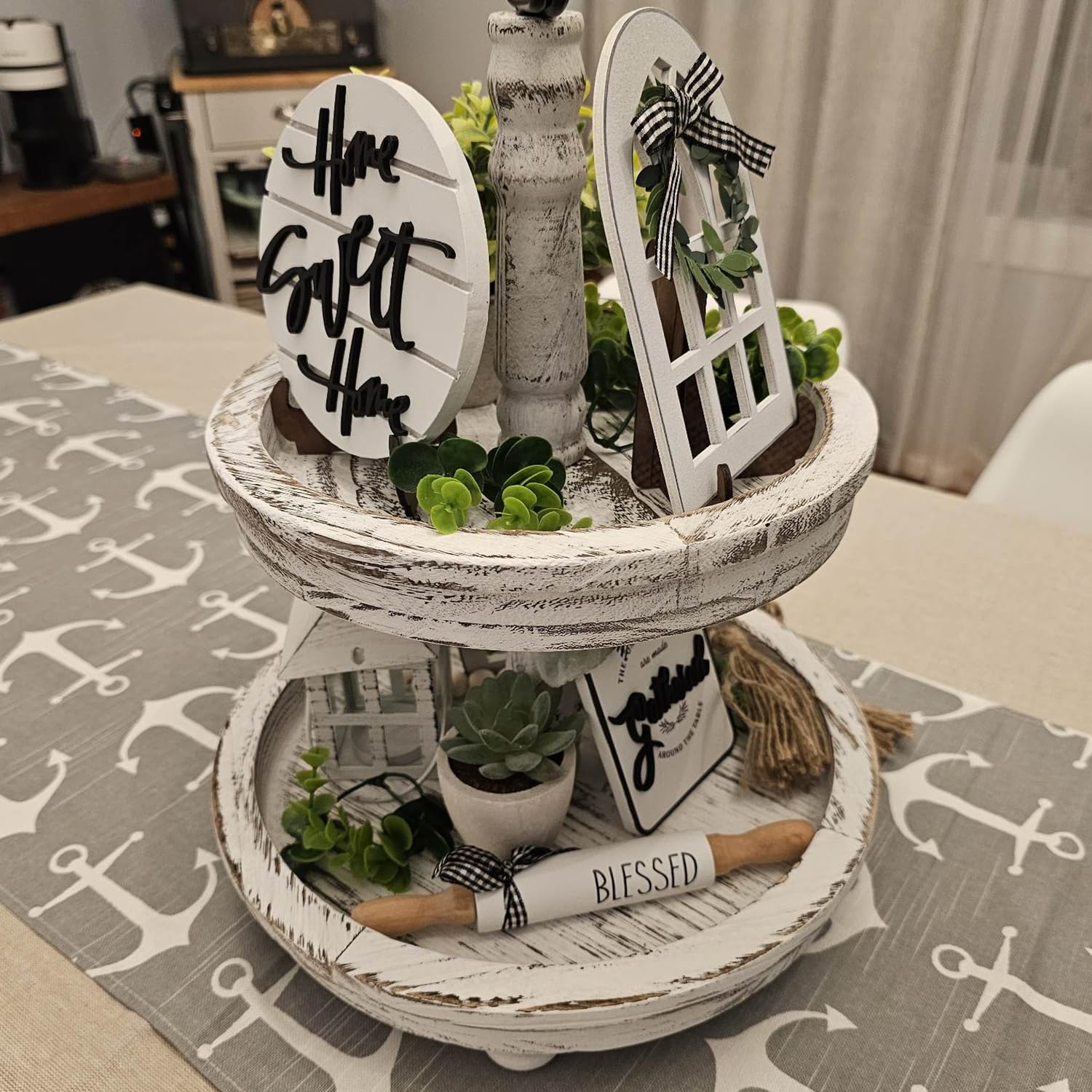 Houmury mantel lifestyle photo showing how the set warms a tabletop or shelf