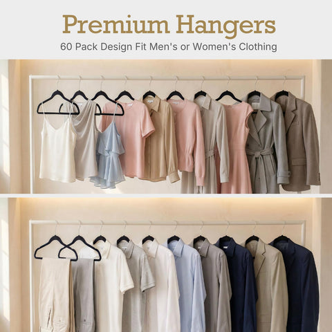 HOUSE DAY hangers supporting dress and shirt while preserving garment shape
