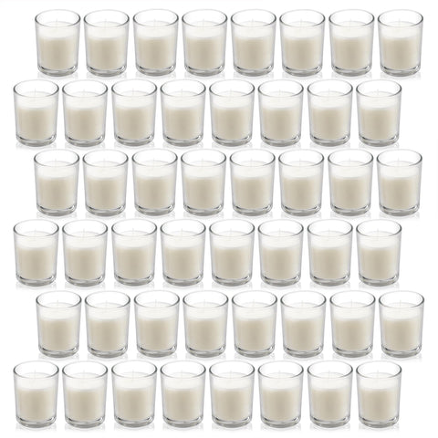 Housecret front pack showing 48 clear glass votives and bulk value