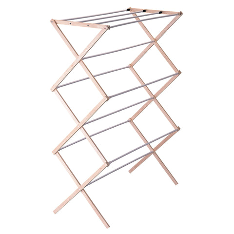 Household Essentials 5001 front view showing full drying capacity and natural birch finish