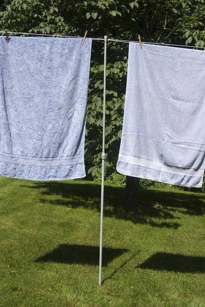 Household Essentials clothesline prop front view showing sturdy steel and stable stake for secure drying