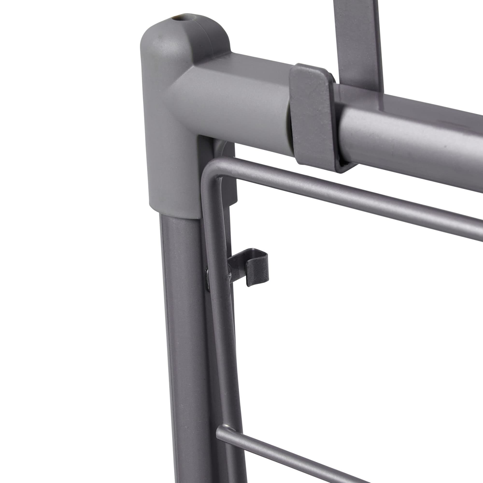 Household Essentials collapsed rack folded flat against door to save space