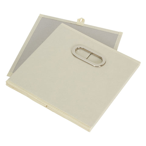 Household Essentials folded flat bins showing compact storage and portability benefit