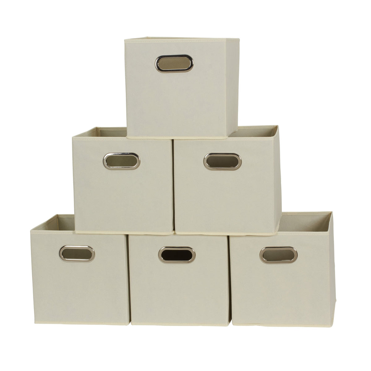 Household Essentials front view of cream fabric storage bin showing clean lines and neutral decor benefit
