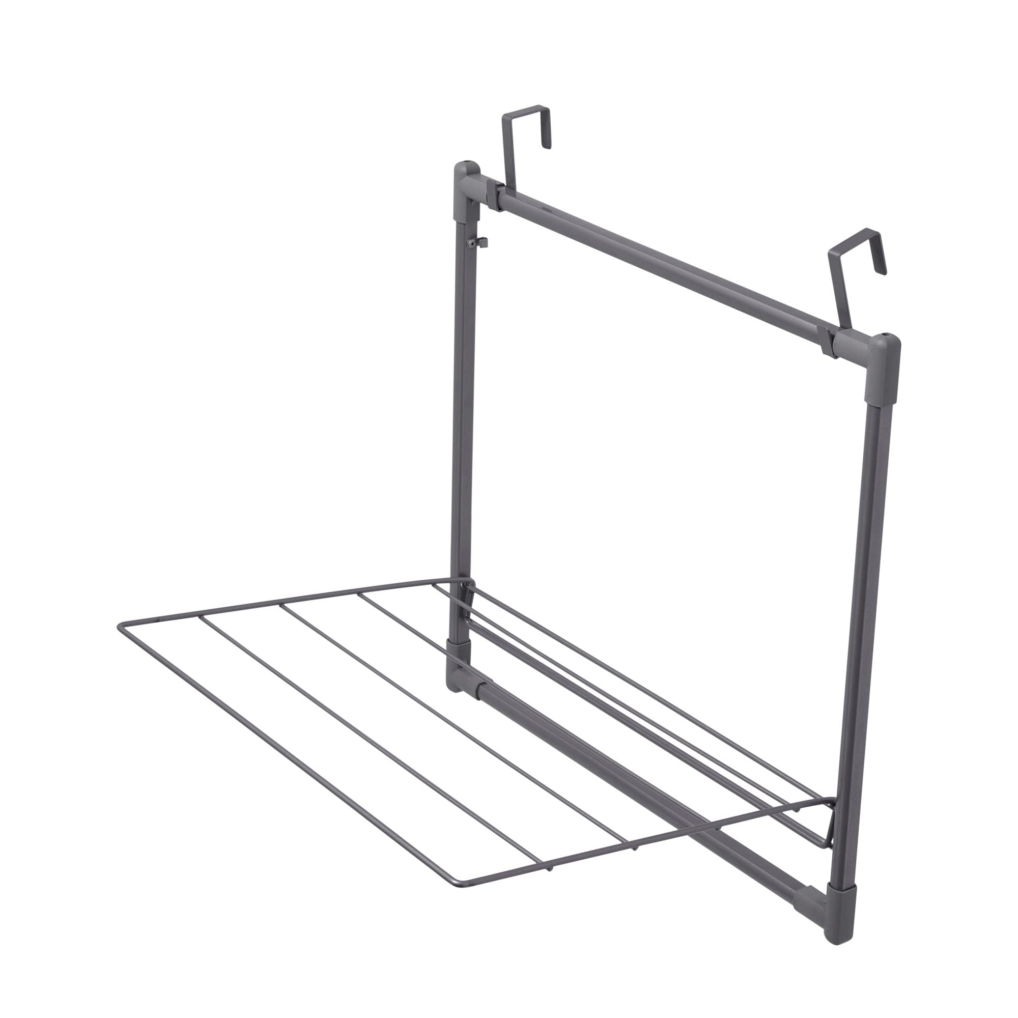 Household Essentials expanded rack holding shirts and towels to air dry