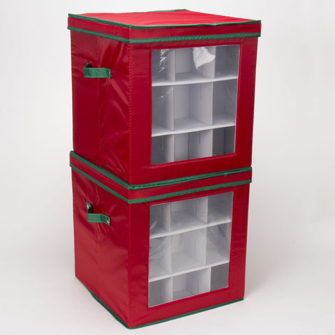 Household Essentials filled box with colorful ornaments demonstrating secure storage