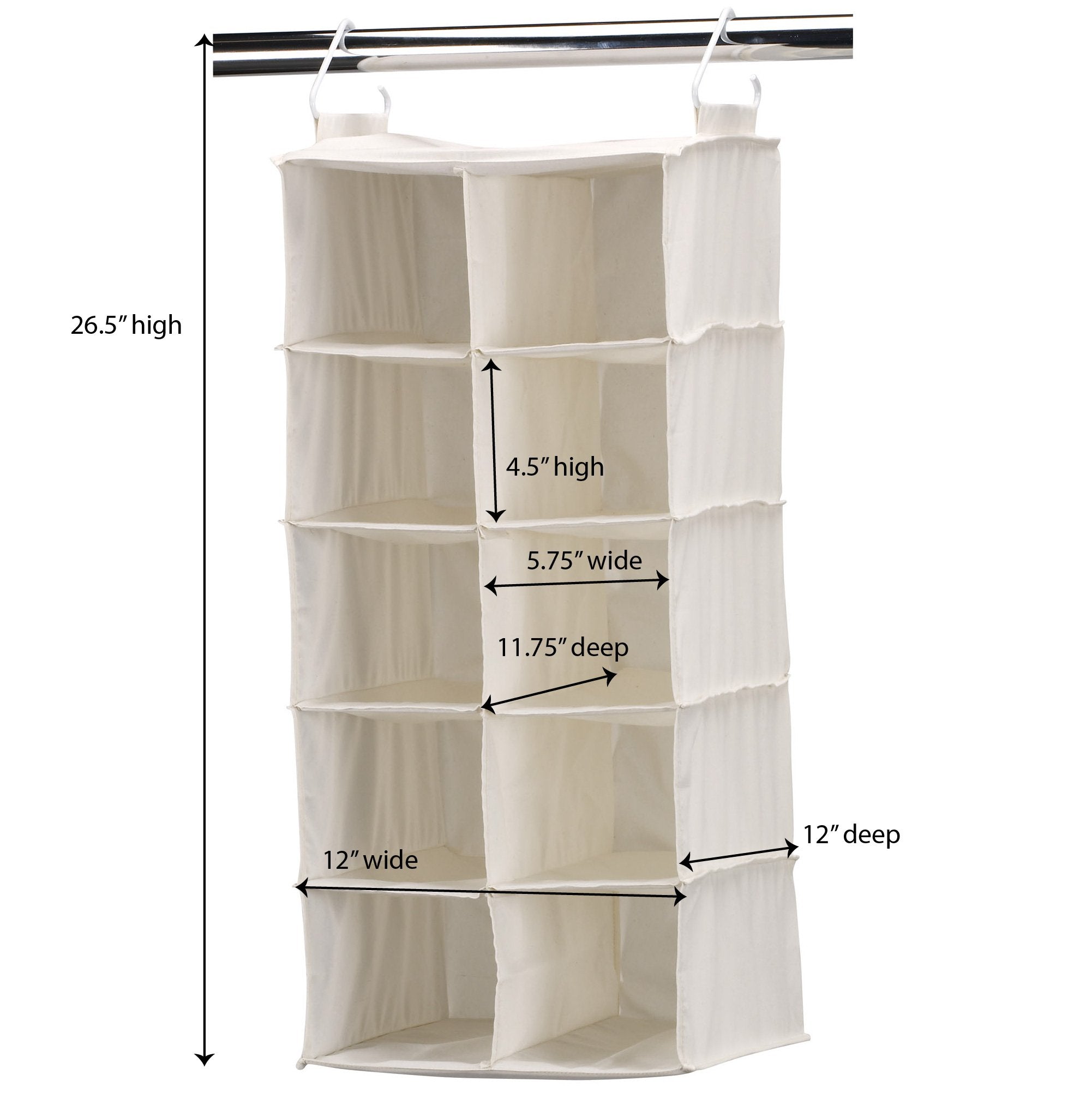 Household Essentials hanging on closet rod with shoes organized and easy to reach