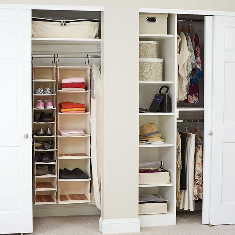 Household Essentials lifestyle bedroom setting showing neat under-bed organization