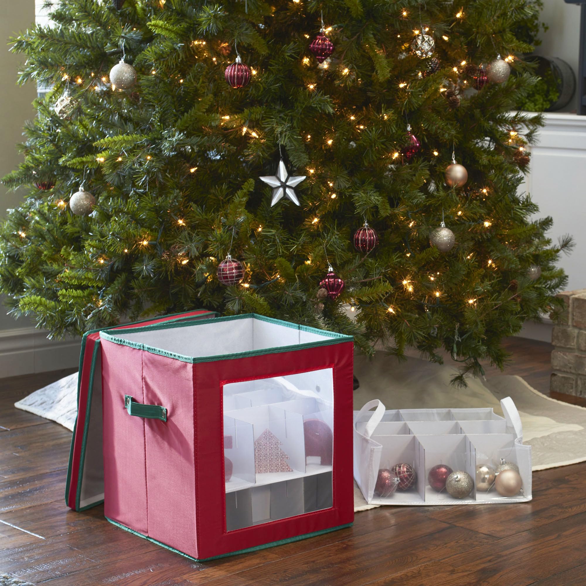 Household Essentials box in a decorating scene speeding up holiday setup