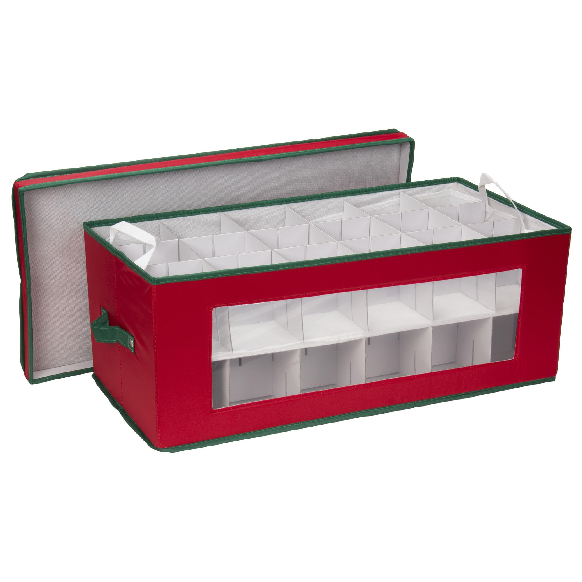 Household Essentials box on a storage shelf in a closet to demonstrate organized seasonal storage