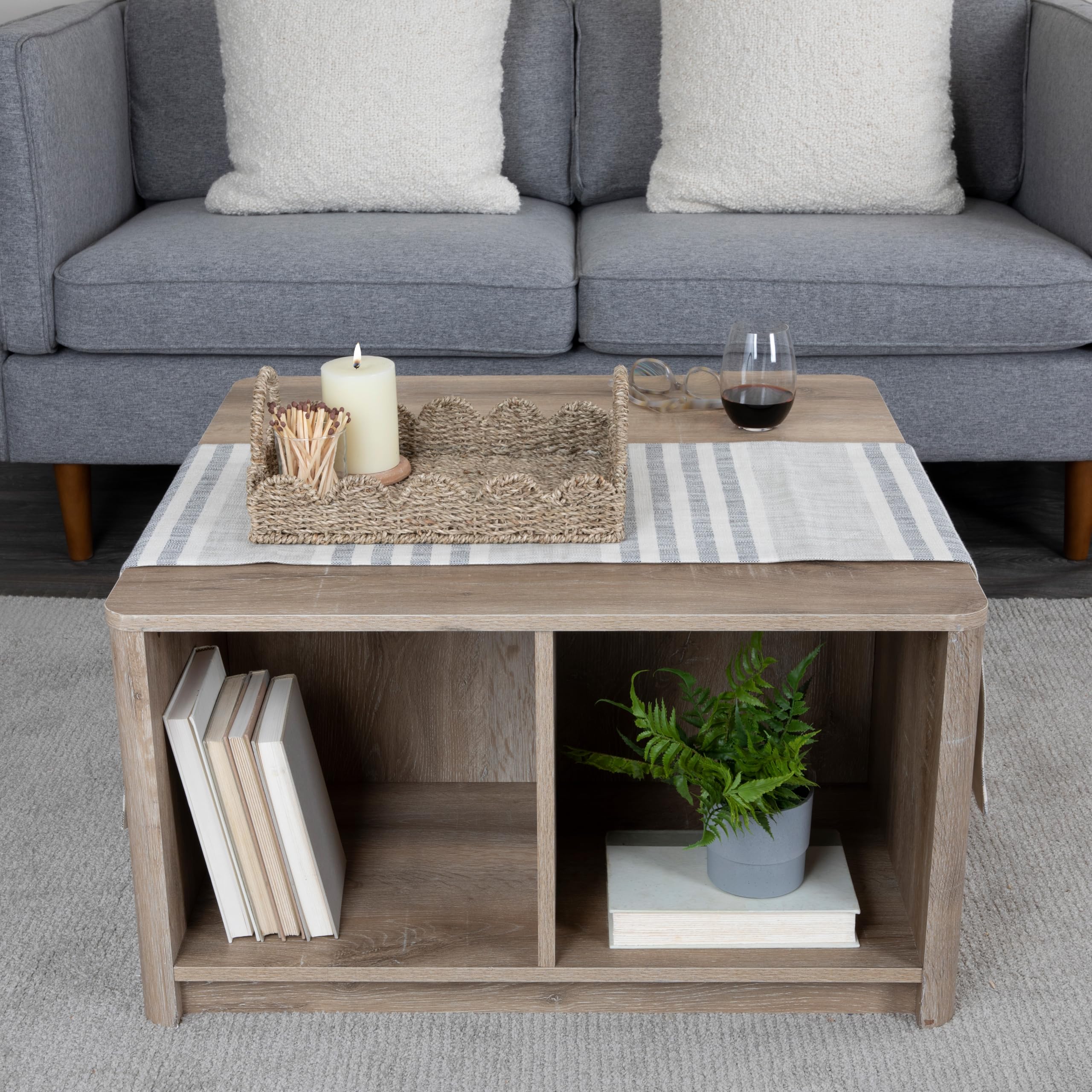Household Essentials lifestyle scene in living room illustrating cohesive decor and clutter control