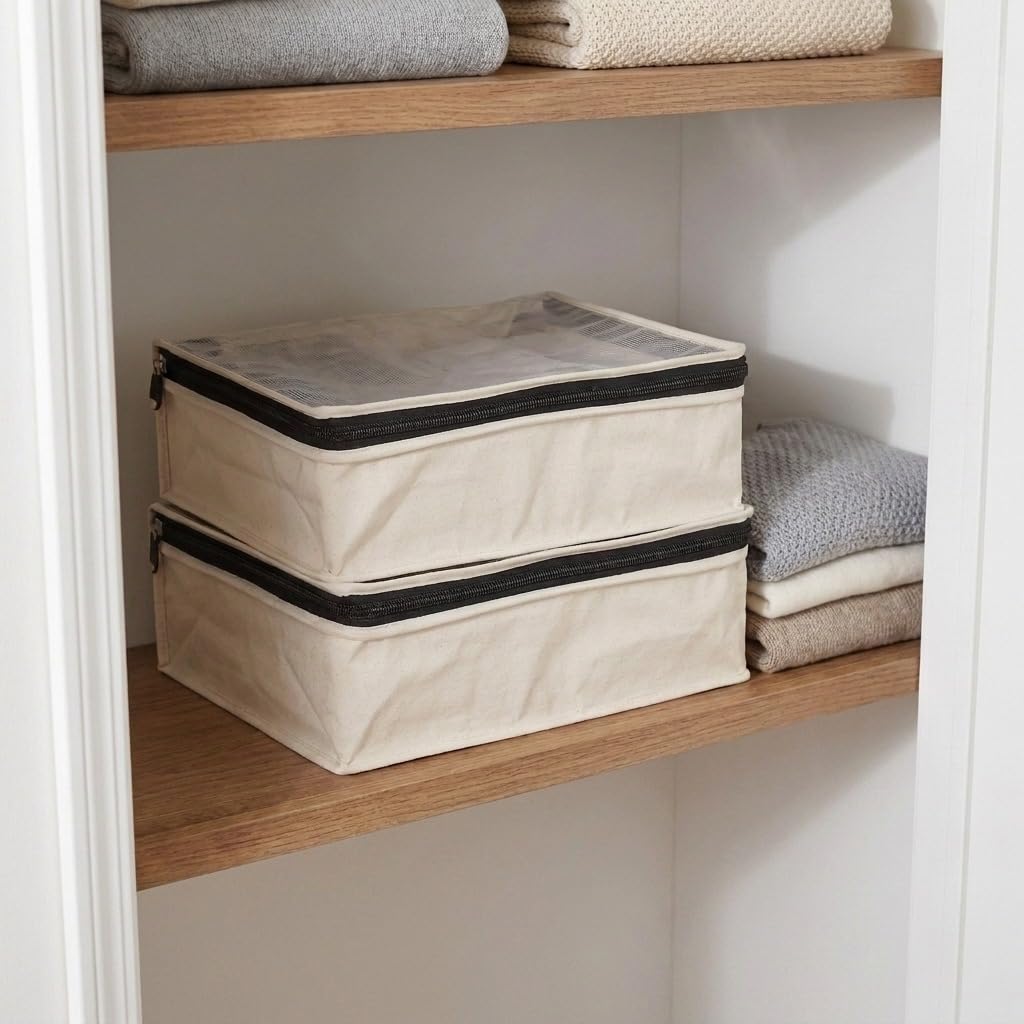 Household Essentials size comparison with folded sweaters demonstrating capacity
