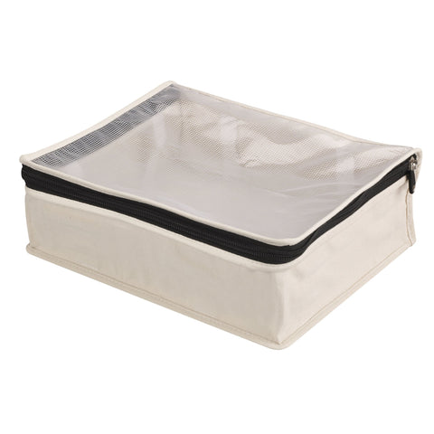 Household Essentials stacked bags on shelf for compact, organized seasonal storage