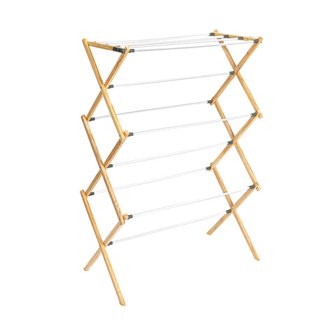 Household Essentials front view of wooden X-frame rack showing full hanging capacity
