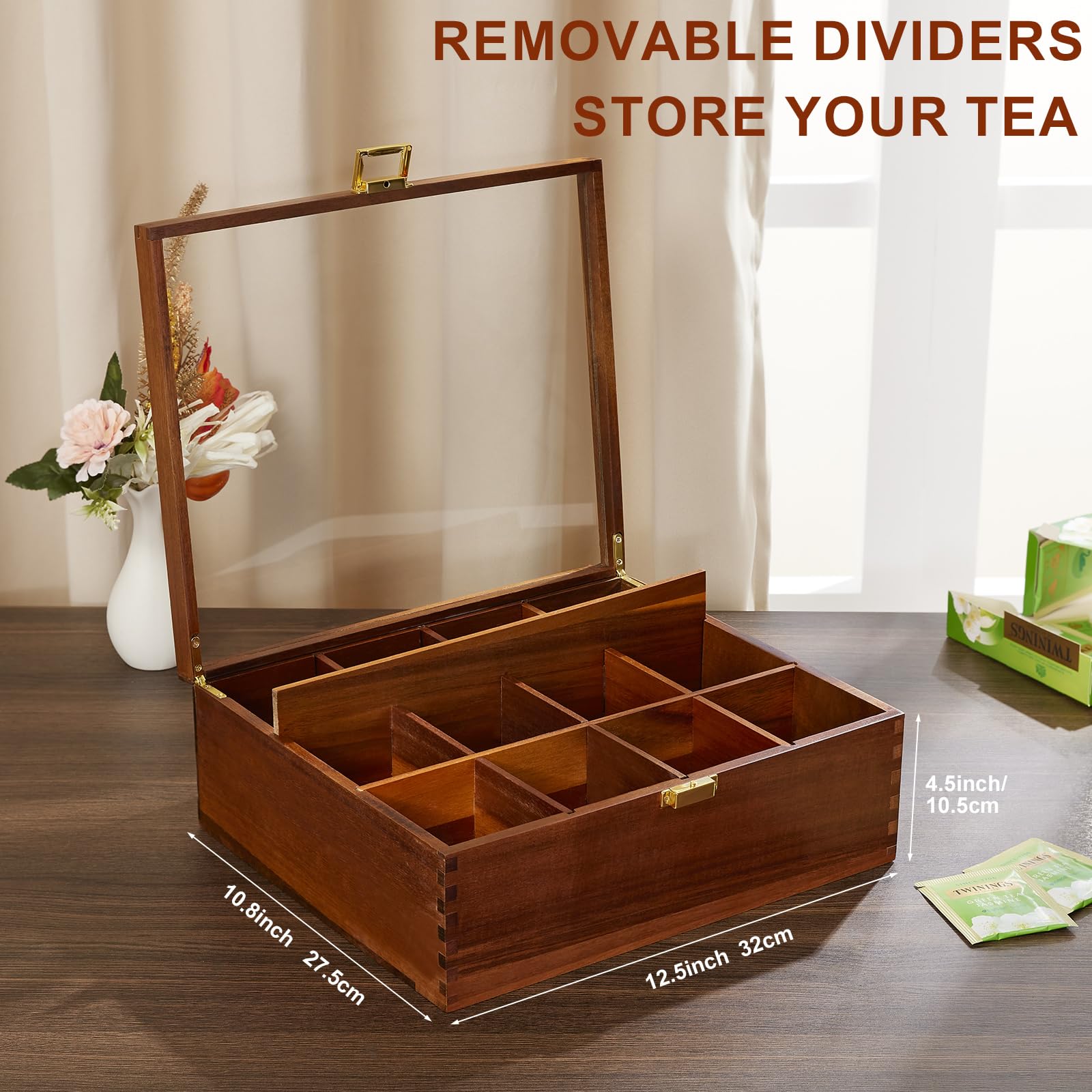 HouseJoy clear glass lid view showing visible tea selection and quick identification benefit