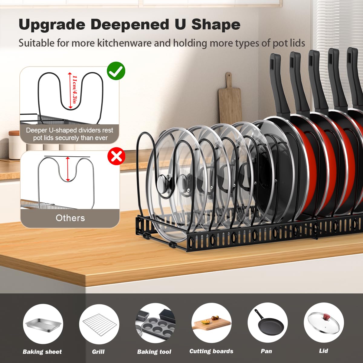 Housolution close up of adjustable dividers highlighting flexible spacing