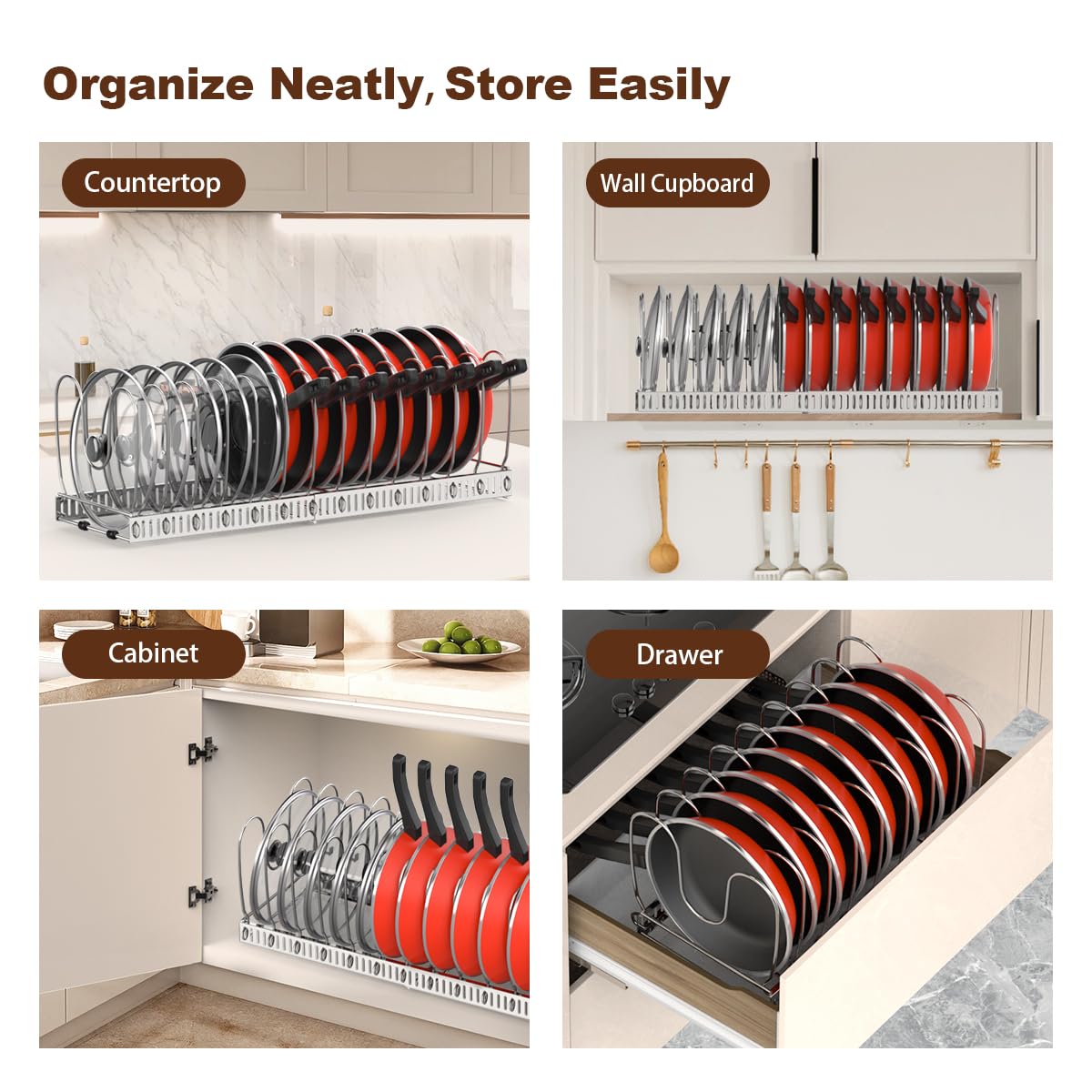 Housolution holding cutting boards and lids neatly to prevent scratches and clutter