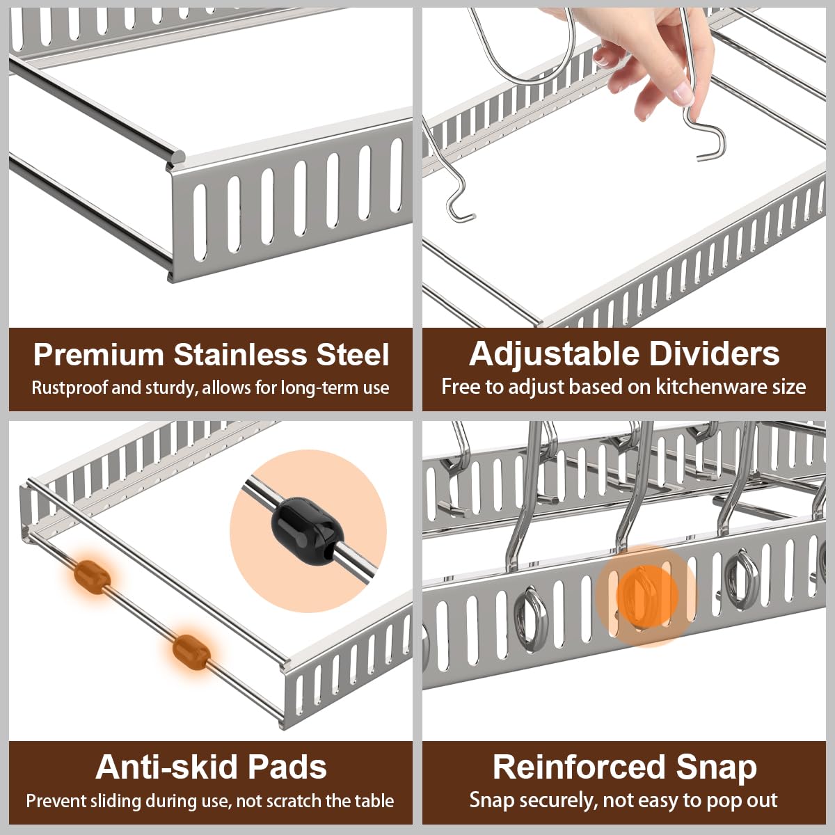 Housolution close-up of adjustable dividers highlighting customizable organization