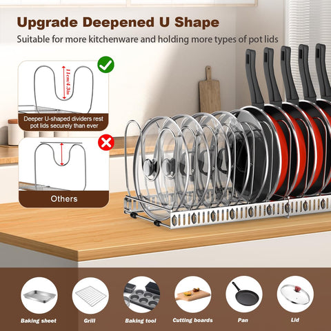 Housolution expandable length comparison demonstrating flexible fit for cabinets