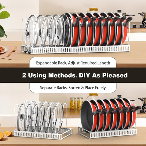 Housolution holding assorted lids and pans benefit: visible quick selection