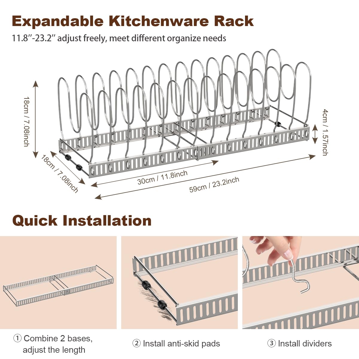 Housolution installed inside a cabinet keeping pots and lids organized and reachable