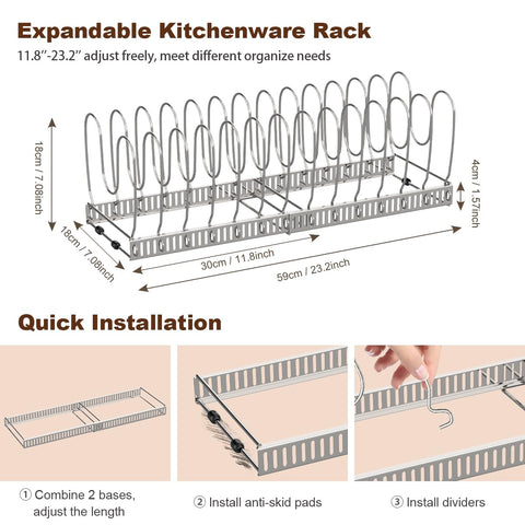 Housolution installed inside a cabinet keeping pots and lids organized and reachable