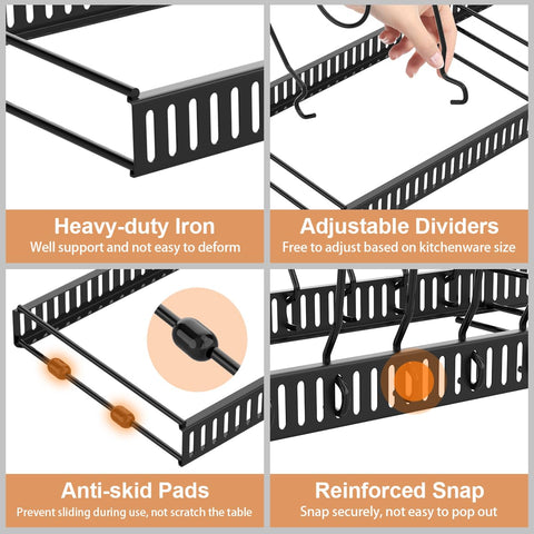 Housolution inside cabinet demonstrating organized cookware access
