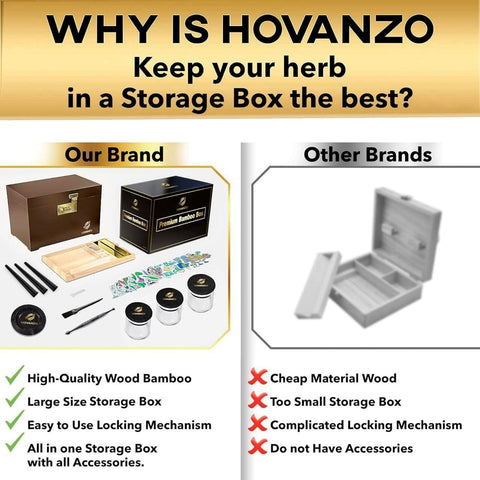 HOVANZO removable wooden organizer tray close-up showing compartments for easy sorting