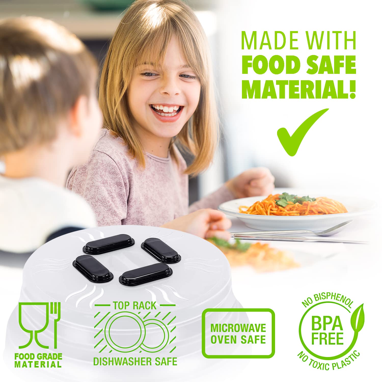 HOVER COVER covering bowl while reheating soup reduces splatters and cleanup