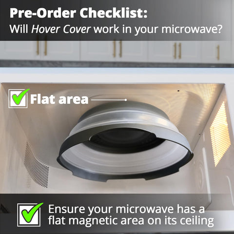 HOVER COVER magnet attached to microwave ceiling for easy access benefit