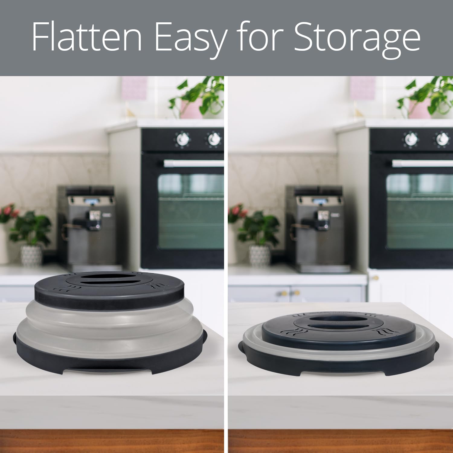 HOVER COVER next to dinner plate showing 12-inch coverage for common dishes