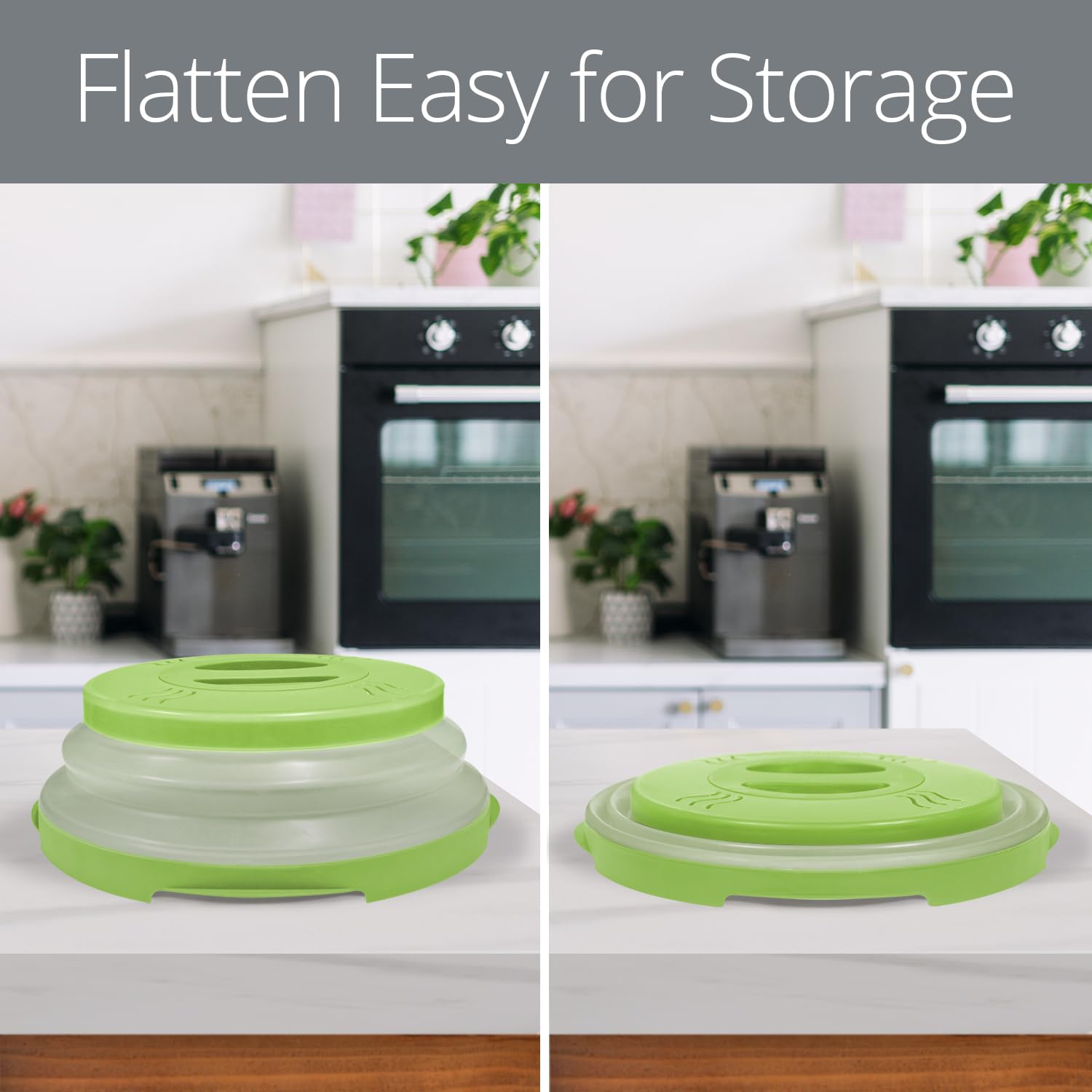 HOVER COVER next to dinner plate for size comparison and fit benefit