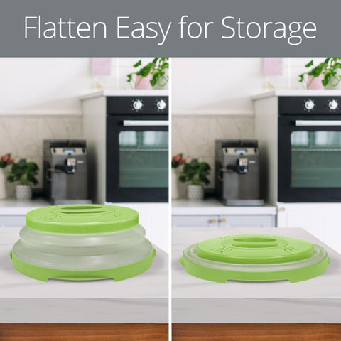HOVER COVER next to dinner plate for size comparison and fit benefit