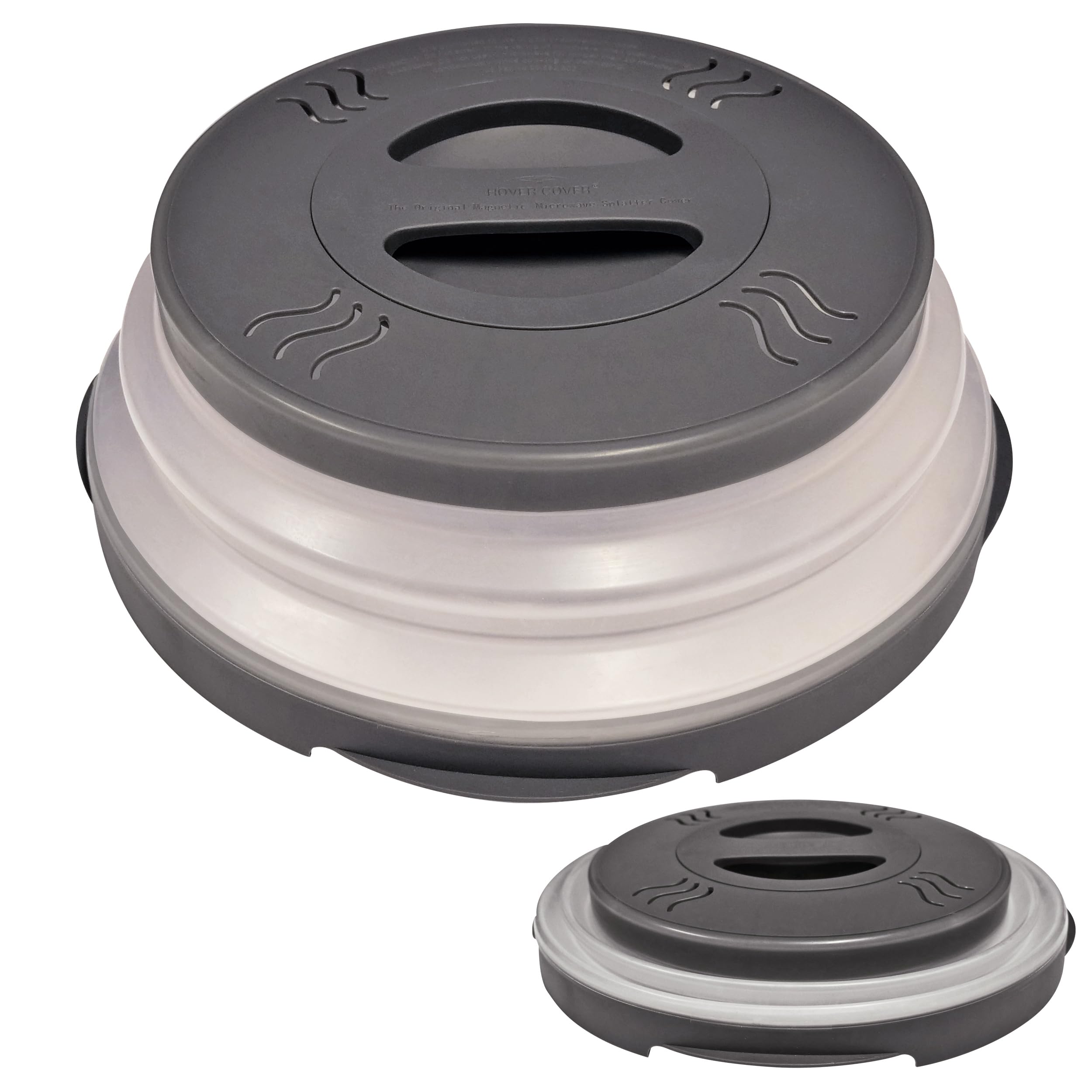 HOVER COVER next to dinner plate showing 12-inch scale for proper fit benefit