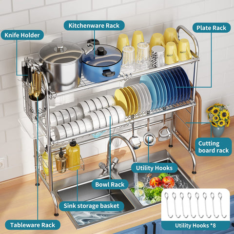 HOWDIA cutting board holder and utility hooks organizing accessories efficiently