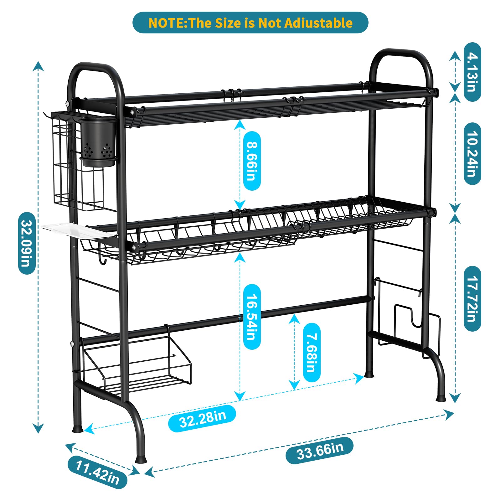 HOWDIA middle shelf holding bowls and pots for heavy-duty drying benefit