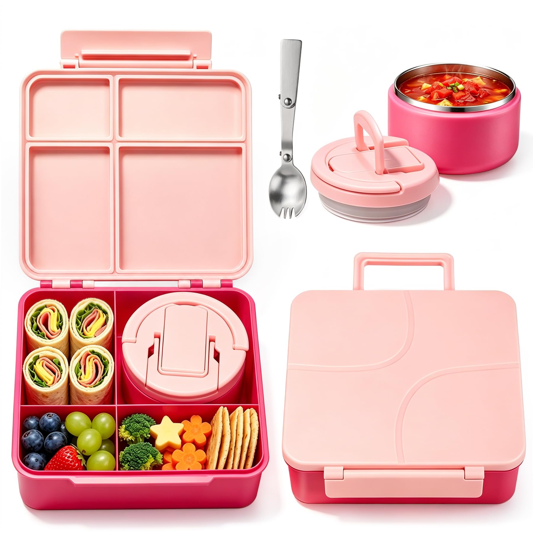 Howeemo bento front packaging showing pink lunch set and benefits