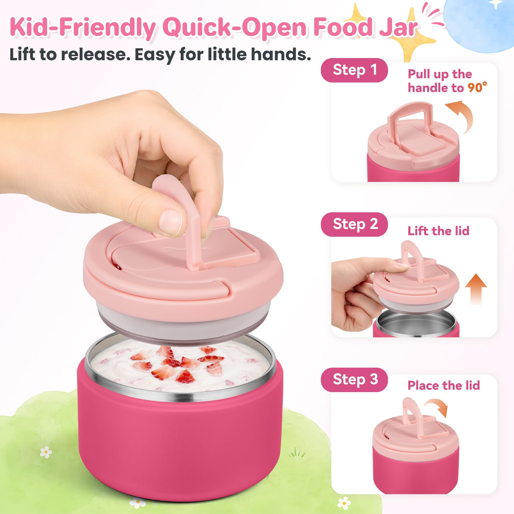 Howeemo bento latch detail showing kid-friendly closure and spill prevention