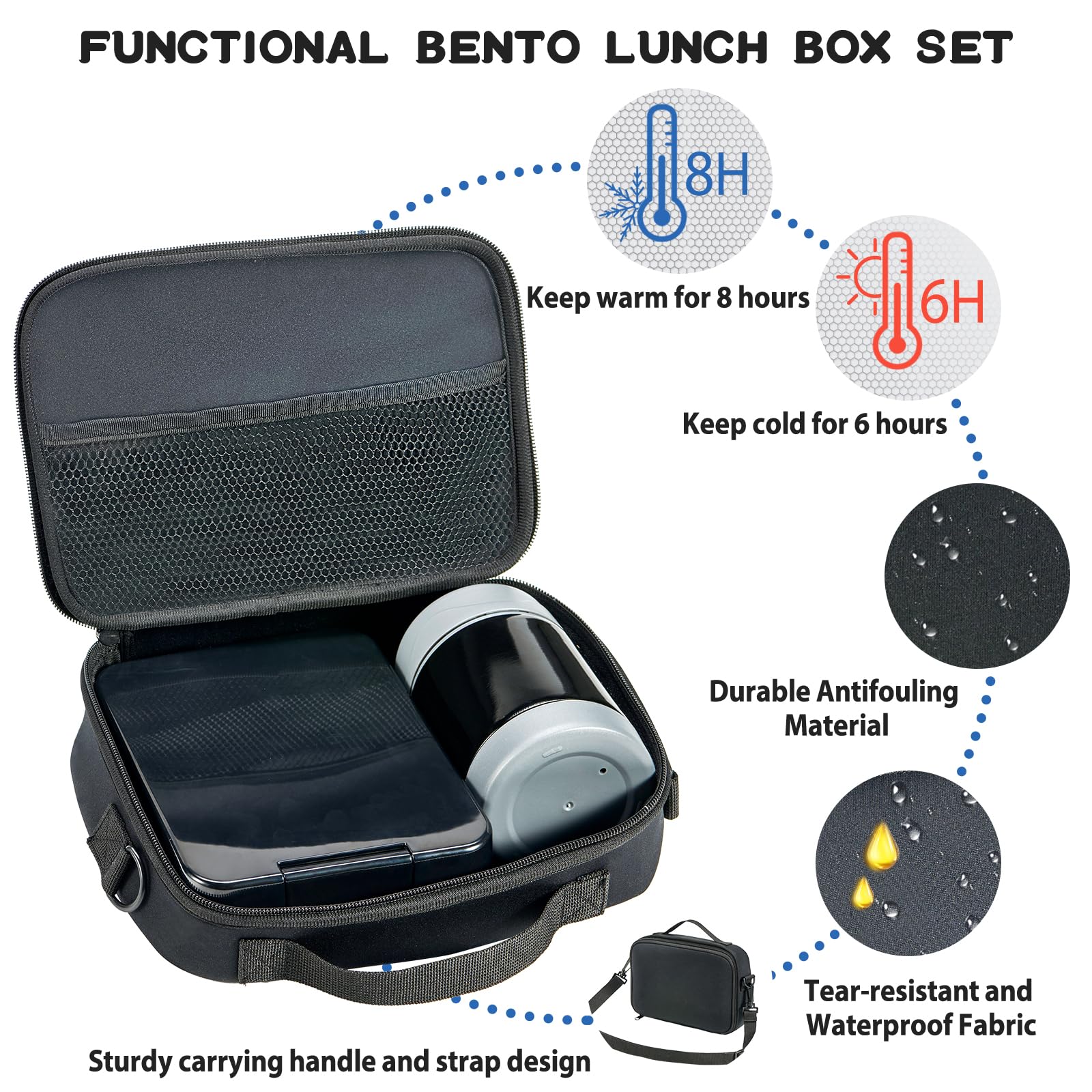 Howeemo open 4-compartment bento tray displaying separate portions to prevent mixing
